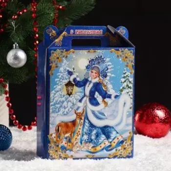 Подарочная коробка "Снежный праздник" 16,8 х 6,8 х 21 см