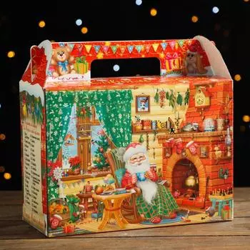 Подарочная коробка "В гостях у Деда Мороза" Чемодан с анимацией и игрой, 23 х 10 х 17 см,