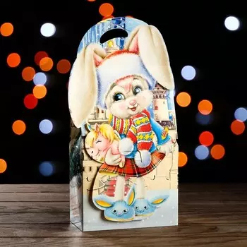Подарочная новогодняя коробка «Зайчик», фигурная, для сладких подарков, 16.58.627 см
