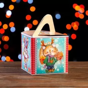 Подарочная коробка "Зайки", кубик большой, 12 х 12 х 12 см