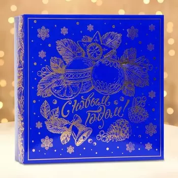 Подарочная новогодняя коробка 'Зимнее вдохновение', синяя, 22.322.36.3 см