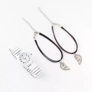 Подарочный набор унисекс Voseco 2 в 1: наручные часы и браслет, d-4 см