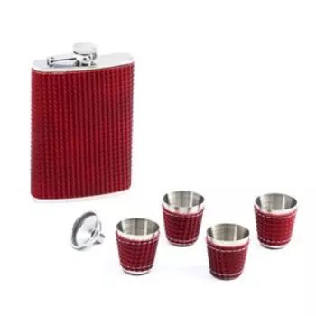 Подарочный набор 6 в 1: фляжка 270 мл, воронка, 4 рюмки, бордовый 16 х 21 см