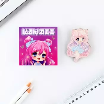 Подарочный набор, блокнот и значок «Аниме»