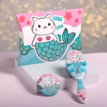 Подарочный набор «Бульк-бульк», 2 предмета: зеркало, массажная расчёска, разноцветный