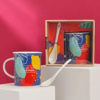 Подарочный набор «Делай, что любишь»: кружка 300 мл, ложка, подставка