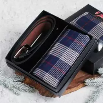 Подарочный набор "Драйва и удачи!", шарф (195х35 см) и ремень (122х3,7 см)