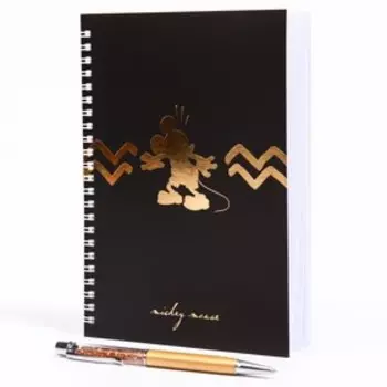 Подарочный набор: ежедневник А5, на гребне, 60 листов и ручка, Микки Маус