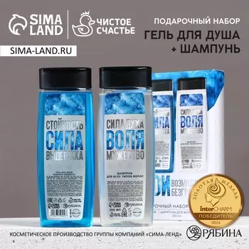 Подарочный набор новогодний мужской «Возможности безграничны»: гель для душа и шампунь для волос, 2250 мл, Чистое счастье