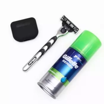Подарочный набор Gillette Mach3 бритва с 1 кассетой + гель для бритья 75 мл + чехол