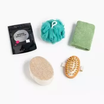 Подарочный набор «Этель» Eucaliptus полотенце 3060 см, мочалка, массажёр