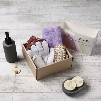 Подарочный набор «Этель. Отдохни», полотенце 3560 см, мочалка, пемза