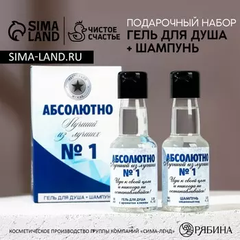 Подарочный набор косметики «Абсолютно лучший», гель для душа и шампунь для волос во флаконах водки, 290 мл, Чистое счастье