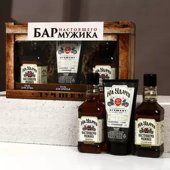 Подарочный набор «На удачу», гель для бритья 110 мл, гель для душа и шампунь для волос виски, 2250 мл, Чистое счастье