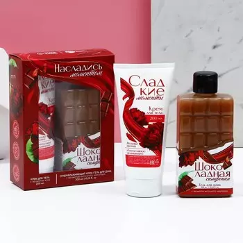 Подарочный набор косметики «Насладись моментом», гель для душа 300 мл и крем для тела 200 мл, Чистое счастье