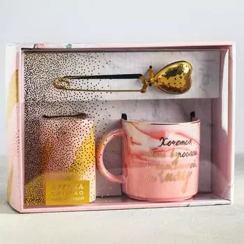 Подарочный набор «Мяу»: кружка 350 мл, сито, чай чёрный 25 г.