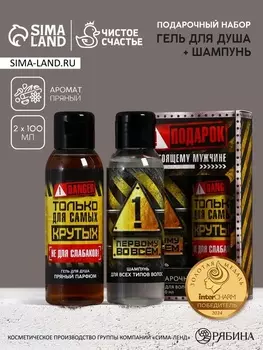 Подарочный набор «Настоящему мужчине», гель для душа и шампунь для волос, 2100, Чистое счастье