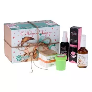 Подарочный набор натуральной косметики для ухода за лицом, новогодний: улиточный крем «Антивозрастной», крем «Тамбуканский» для век, гидролат