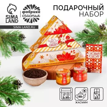 Подарочный набор «Новый год подарит сказку»: чай, мёд кремовый, шоколад