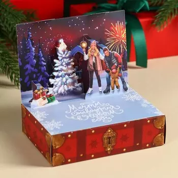 Подарочный набор «С новым годом», чай чёрный с клубникой 50 г., конфеты шоколадные 100 г.