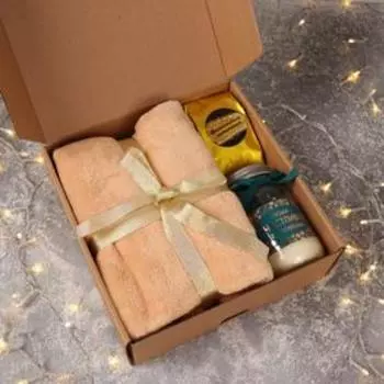 Подарочный набор «Счастья в новом году»: чай чёрный 50г., плед 70 х 100, свеча