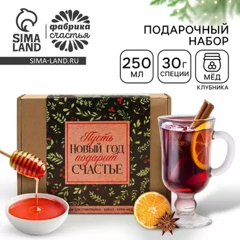 Набор для приготовления глинтвейна «Новый год подарит счастье»: специи, бокал, крем мед