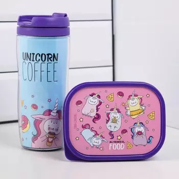 Подарочный набор «Unicorn giftbox»: термостакан 350 мл, ланч-бокс 500 мл