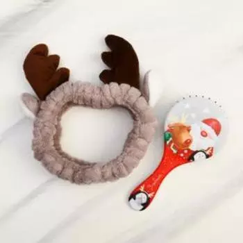 Подарочный набор «Веселый праздник»: повязка для умывания, расческа