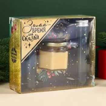 Подарочный набор «Зима»: чай с лимоном и брусникой 84 г., крем-мед с кедровым орехом, 120 г.