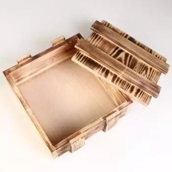 Подарочный ящик "Сундук" с крышкой, обжиг, 29х25х9,5 см