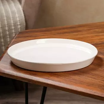 Поддон для кашпо, d= 27.5 см, белый, керамика, 1 сорт, Иран