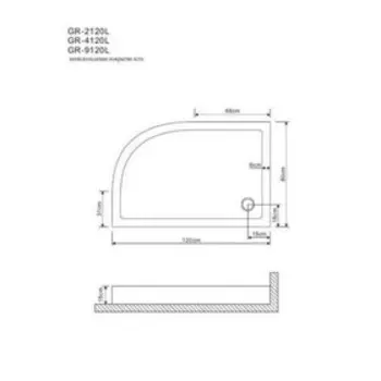 Поддон душевой GROSSMAN для GR-2120L/4120L, 120х80х15 см, акриловый, левый, полукруглый
