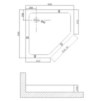 Поддон душевой Niagara NG-90-90D, 90х90х13 см, акриловый, трапеция