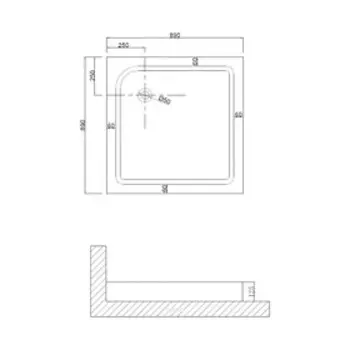 Поддон душевой Niagara NG-90-90Q, 90х90х13 см, акриловый, трапеция