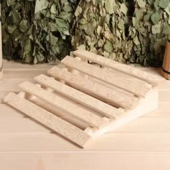 Подголовник для бани и сауны «Русские узоры», 343214 см, деревянный, анатомический, «Добропаровъ»