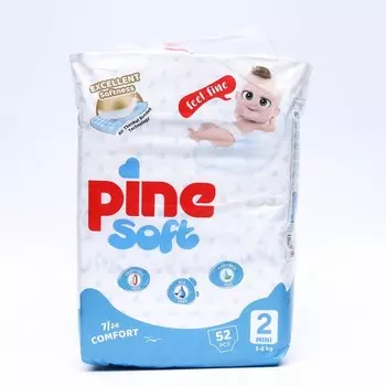 Подгузники детские Pine Soft 2 Mini (3 - 6 kg), 52 шт