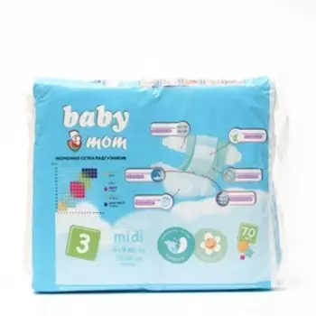 Подгузники для детей «Baby Mom» 3, (4-9 кг), 70 шт