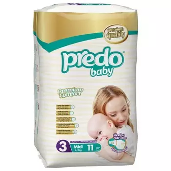 Подгузники Predo Baby Premium Comfort, размер 3, 4-9 кг, 11 шт
