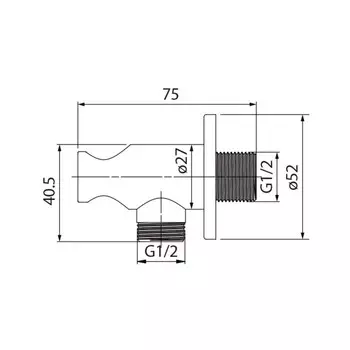 Подключение для душевого шланга IDDIS 001SB01i62, с держателем для лейки, 75 х 30 мм, хром
