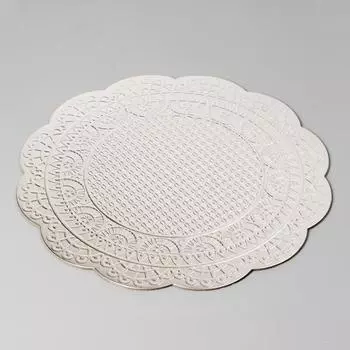 Подложка под торт, усиленная, волна, серебряная, с тиснением, 28 см, 3 мм