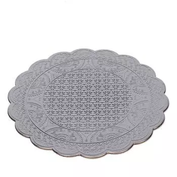 Подложка под торт, волна, серебряная, с тиснением, 26 см, 3 мм