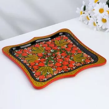 Поднос, 24,5х24,5 см, с художественной росписью