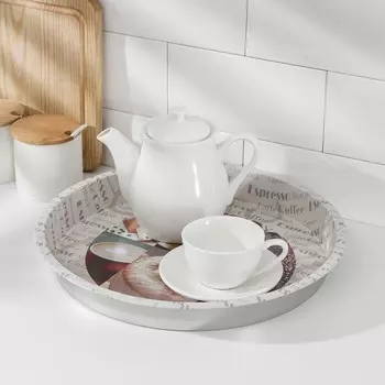 Поднос, 34×34×4 см, цвет бежевый