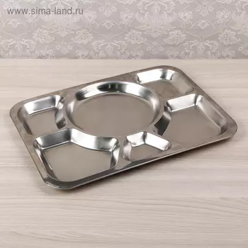 Поднос из нержавеющей стали, 6 секций, 39,5291,5 см, цвет серебряный