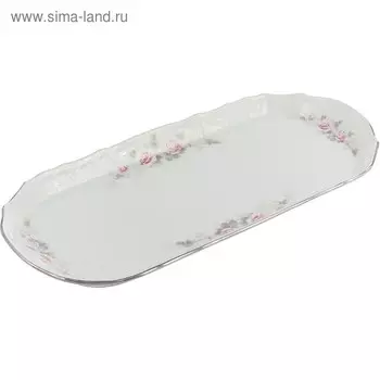 Поднос Bernadotte, декор «Бледные розы, отводка платина», 37 см