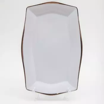 Поднос Cmielow Lww «Золотой кант Сетка платина», длина 25 см