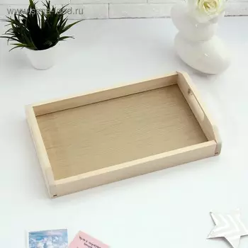 Поднос деревянный для завтрака со вставкой, цвет орех сонома, МАССИВ, 40х25см