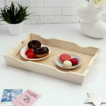 Поднос деревянный фигурный для завтрака, 4025 см, со вставкой