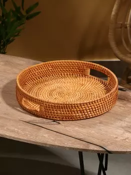 Поднос круглый, 356 см, ротанг