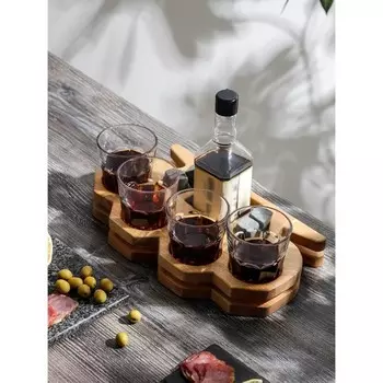 Поднос-подставка для подачи виски Adelica «Четыре друга», на 4 персоны, 35201,8 см, массив берёзы